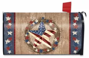 Cubierta de buzón grande patriótica americana Barnstar primitiva de gran tamaño - Imagen 1 de 4