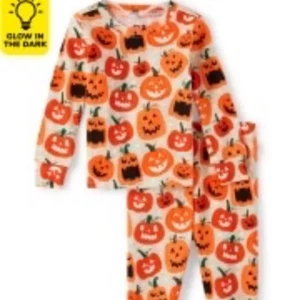 Unisex Kids Glow Jack-O-Lantern Snug Fit Cotton Pajamas Size 7 - Picture 1 of 13