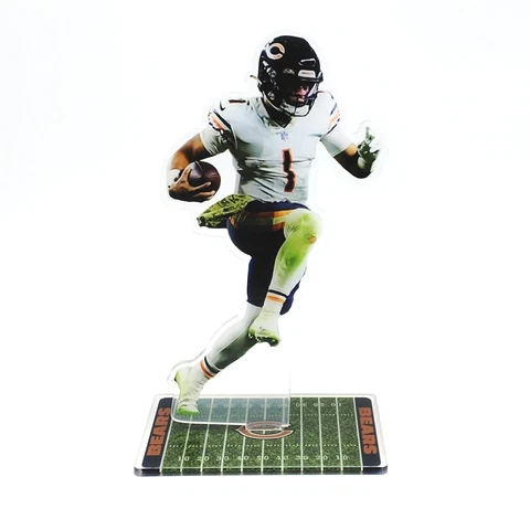 Justin Field Figure - #1 Chicago Bears Carries the Ball for Touchdown Ornament Cover