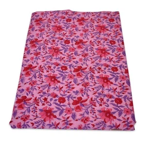 5 Yard Hand Block Floral Printed Pink Sanganeri Dyed Dressmaking Cotton Fabric - Picture 1 of 5