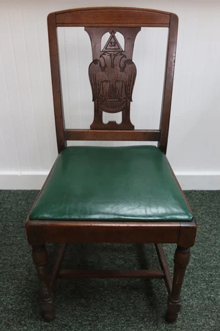 Antique B.L. Marble Chair Co 32nd Degree Freemason Masonic Wooden Chair Original Cover