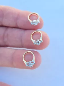 3 schöne Miniatur 14k Gold Diamant Ring Halskette Anhänger, echte Diamanten! - Bild 1 von 13