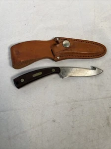 Schrade Old Timer USA Fixed Blade Knife Guthook Skinner w/ Leather Sheath 1580T - Picture 1 of 8