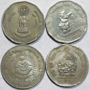 REPUBLIC INDIA COMMEMORATIVE COPPER NICKEL 4 DIFFERENT COINS - ONE & TWO RUPEES - Picture 1 of 3