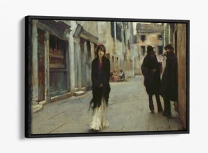 JOHN SINGER SARGENT, STREET IN VENICE -FLOATER EFFECT FRAMED CANVAS ART PRINT - Picture 1 of 12