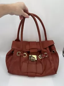Bolso de Mano Alberto Di Canio Cuero Hebilla Rojo Óxido Naranja Cartera Vintage - Imagen 1 de 11