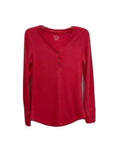 Time and Tru Womens Pullover Shirt Size M 8/10 Pink Henley Long Sleeve 23 - Picture 1 of 8