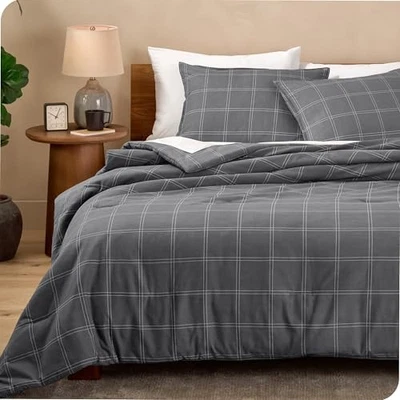  Comforter Set - Size - Ultra-Soft - Goose Queen 10 - Modern Plaid - Grey/White - Image 1 of 4
