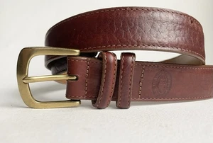 HS Trask Authentic American Bison Leather Brown Belt 36 USA Brass Buckle 802 - Picture 1 of 15