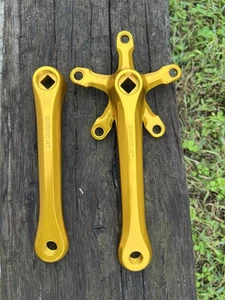 NOS Vintage Sugino AT Single Speed BMX Kurbelgarnitur GOLD 175mm 110BCD Oldschool - Bild 1 von 14