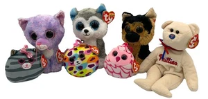 Ty Beanie Babies Beanie Boos & Squishy Beanies Key Chain Cats Dogs Fish Phillies - Picture 1 of 12