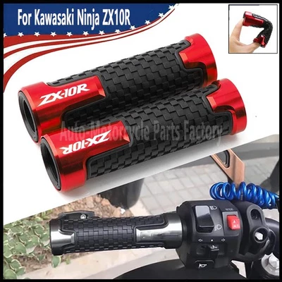 Red 7/8" Rubber Handlebar Grip Throttle Grip For Kawasaki Ninja ZX10R 2004-2025 Foto 1 de 4