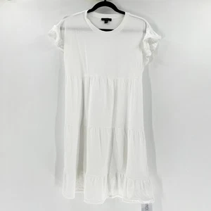 J Crew Damen Kleid XXS weiß neu imaginiert Stufen Rüschenärmel - Bild 1 von 5