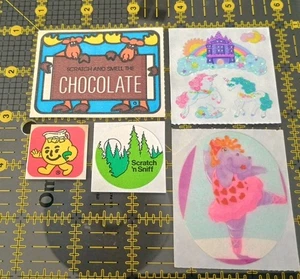 Vintage Sticker Lot Mello Smello Scratch Sniff Sandylion Unicorn Lisa Frank Mix  - Picture 1 of 4