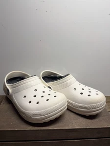Crocs Classic Kinder Größe 13 Linie flauschiger Clog weiß grau Slipper - schneller Versand - Bild 1 von 4