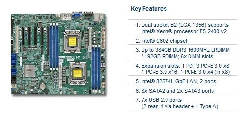 Supermicro Dual Intel Xeon LGA1356 DDR3 Server Motherboard X9DBL-I - Image 1 of 1