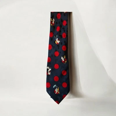 Corbata de cuello de seda para hombre Disney Mickey & Co. Mickey Goofy azul rojo estampado de lunares Foto 1 de 3