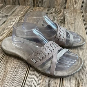 Merrell District Kempsey Womens Slide Sandals Gray Leather Open Toe Size 10 - Picture 1 of 14