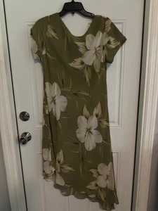 A Wild Thyme Womens Ladies Green Asymmetrical MIDI/Maxi BOHO Shift Dress Sz 16 - Picture 1 of 7