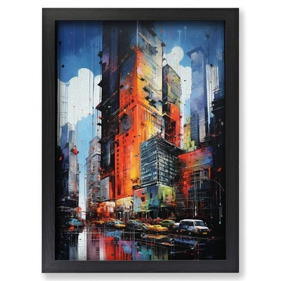 Framed Skyscraper Art Informel Art Wall Art Canvas Print Poster Picture, Decor - Image 1 of 4