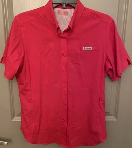 Camisa de pesca Columbia PFG para mujer M manga corta ventilada rosa intenso a presión - Imagen 1 de 10