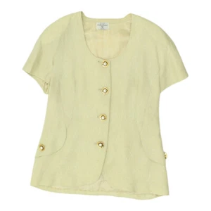 Top beige Valentino para mujer | Manga corta abotonada de diseñador de gama alta vintage - Imagen 1 de 6