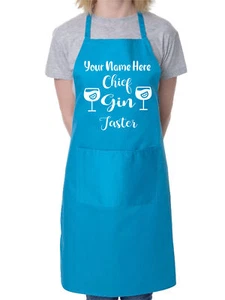 Personaliza Este Delantal Jefe de Gin Catador Cualquier Nombre Aquí Delantal Cocina Barbacoa - Imagen 1 de 11