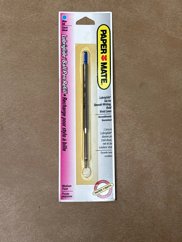 2 Vintage PAPERMATE Lubriglide Ball Pen Refill Medium Point Blue Ink NOS