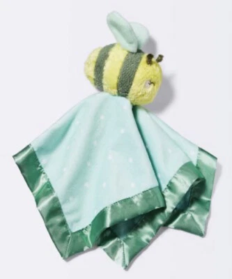 Cloud Island Bumble BEE Polka Dots Baby Lovey Security Blanket Green Satin Edge - Image 1 of 4