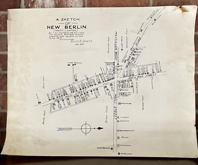 1875 Sketch Map New Berlin Ohio (North Canton) Drawn In 1936 Hoover Factory Area - Image 1 of 4