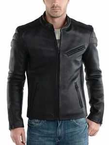 Herren Echt Lammleder Leder Hochwertig Biker Motorrad Jacke Freizeit Mantel - Bild 1 von 3