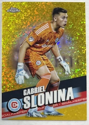 2022 Gabriel Slonina Topps Chrome MLS Gold Mini Diamonds Refractor 30/50 - Image 1 of 2