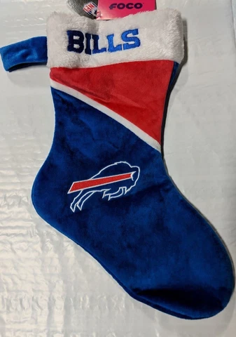 Buffalo Bills Christmas Stocking Holiday 17" New Team Color Block Swoop Cover