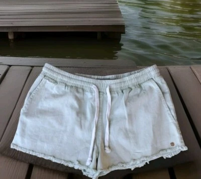 Y2K Volcom Strutin Stone Micro Shorts Small Raw Hem Mint Green EUC - Image 1 of 4