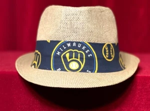 MLB Milwaukee Brewers Unisex Sommer Fedora Panama Strohhut mit Band - Bild 1 von 26