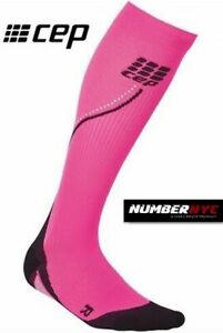 CEP Women Compression Socks Calf Night Reflector Run 2.0 20-30 Pink Black Size 2