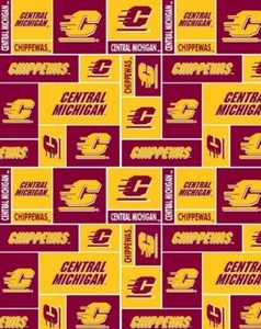 Paket kurze Stücke Central Michigan University Fleece Stoff Print D005.38 - Bild 1 von 1
