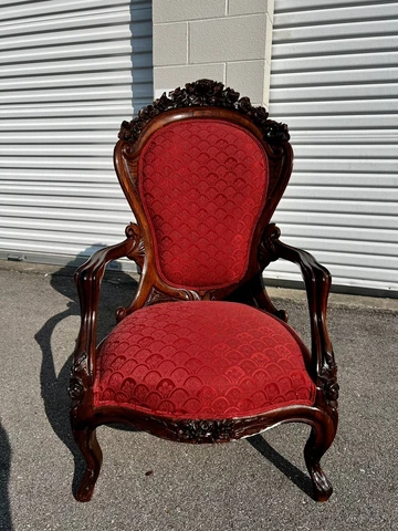 American Rococo Carved & Laminated Rosewood Armchair attr. Belter, Circa 1850-60 Cover