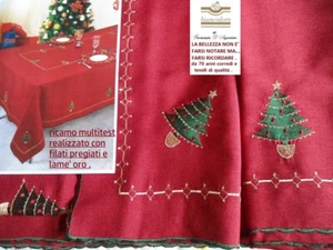 Tovaglia Natalizia Ricamata rettangolare x 12 cm. 180 x 270 senza tovaglioli - Imagen 1 de 7