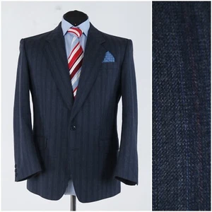 Mens Dark Blue Tweed Jacket 42S UK Size WESTBURY Striped Wool Sport Coat Blazer - Picture 1 of 13