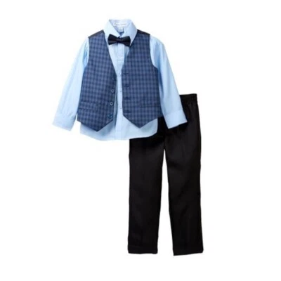 NWT English Laundry Big Boys Blue/Black 4-Piece Vest Set Size 12 - Image 1 of 4