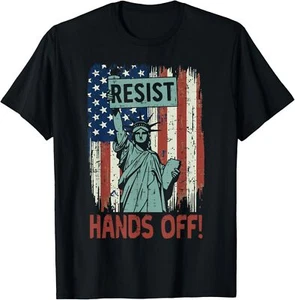 Resist Hands Off Statue Liberty US Flag Equality Women Men T-Shirt - Picture 1 of 5