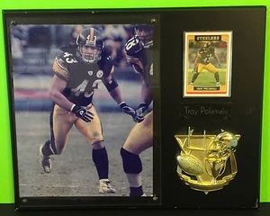 Pittsburgh Steelers TROY POLAMU PLAQUE With Topps Trading Card Gift Collectible - Photo 1/4