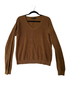 PRANA Herren Pullover V-Ausschnitt braun gerippter Saum langarm Größe L - Bild 1 von 4