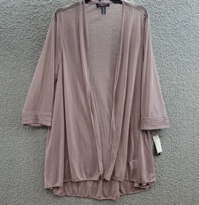 R & M Richards Plus Size Metallic-Threaded Jacket Women's 14W Mauve Open Front - Picture 1 of 14