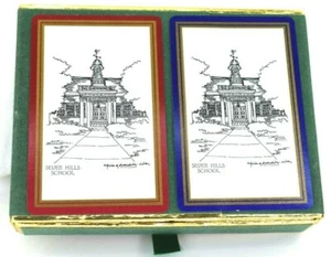 Vtg Congress 2 Decks Of Playing Cards Seven Hills School Cel-U-Tone Finish, Case - Picture 1 of 6