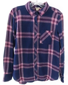 Camisa Woolrich a Cuadros Mujer M Mediana Azul Rosa Cuadros Manga Larga Franela Chamarra - Imagen 1 de 6