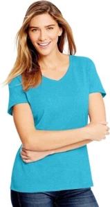 Womens Hanes X-Temp Triblend V-Neck Tee Turquoise Blue Performance Size 3XL NWT - Picture 1 of 3