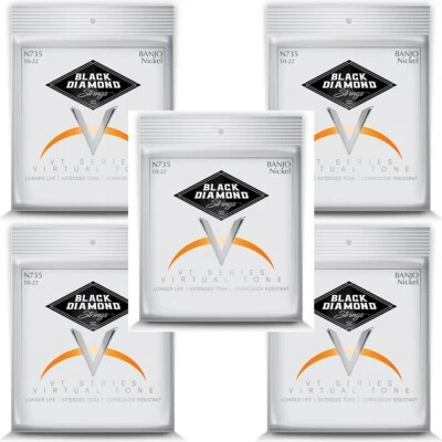 Black Diamond Banjo Strings 5 Sets 5-String Medium Loop End Nickel Wound - Image 1 of 4