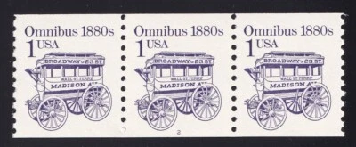 2225b Transportation Issue – 1c "Omnibus 1880s" PNC strip of 3 Plate # 2 MNH - Image 1 of 2